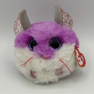 NWT Ty Beanie Puffies/ Balls COLBY Purple Mouse  3" Birthdate July 13